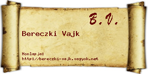 Bereczki Vajk névjegykártya